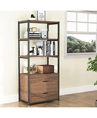 Tribesigns Rustic Etagere Bookshelf with Drawers