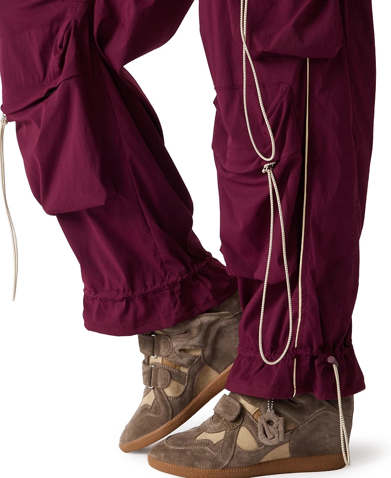 Steve Madden Women's Jacey Cargo Wide-Leg Mid-Rise Pants