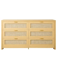Slickblue 6 Drawer Rattan Dresser with Storage for Bedroom and Hallway