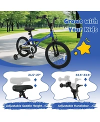 Hongge 18-Inch Kids Bike with Removable Training Wheels and Dual Hand Brakes, 132 lbs Capacity, Ages 4-8