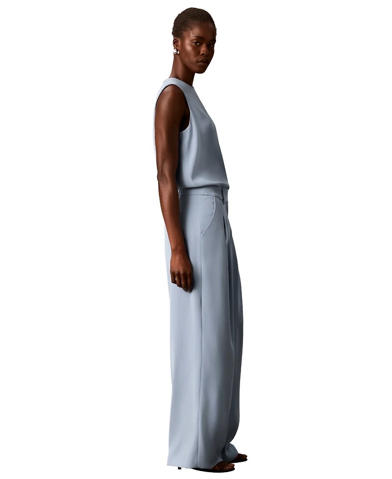 Calvin Klein Women's High-Rise Double-Pleat Wide-Leg Pants