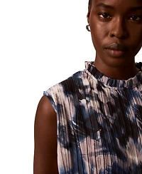 Calvin Klein Women's Mock Neck Sleeveless Printed Blouse