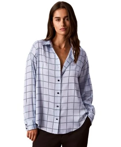 Calvin Klein Womens Plaid Long Sleeve Button Up Shirt