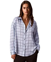 Calvin Klein Womens Plaid Long Sleeve Button Up Shirt