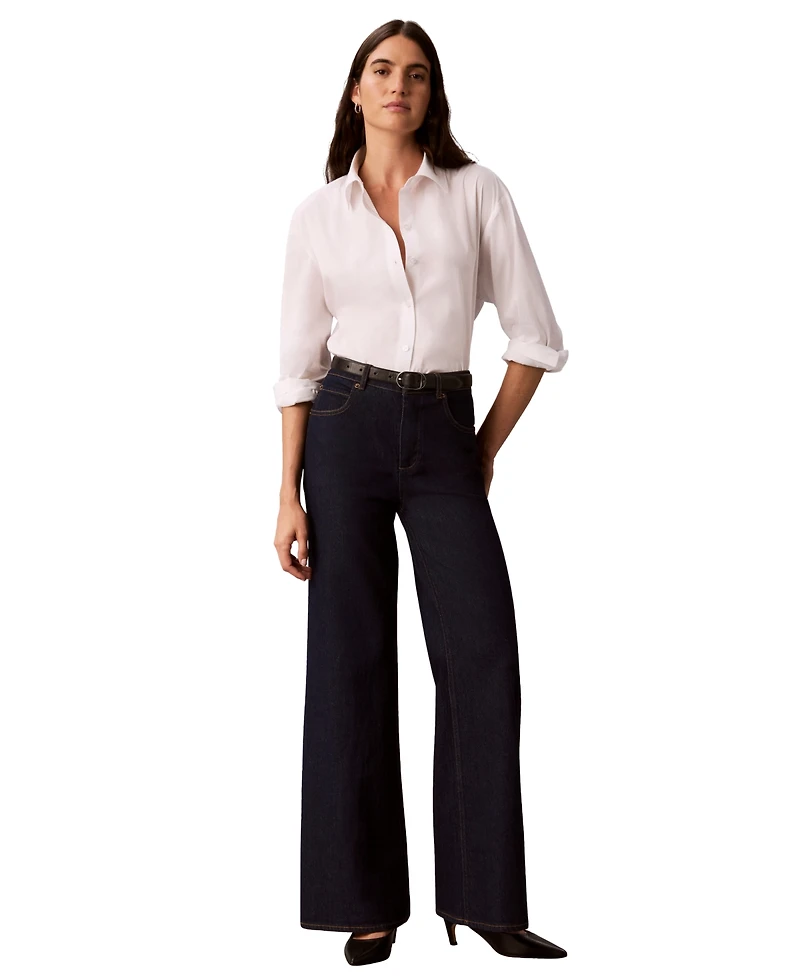 Calvin Klein Women's High-Rise Wide-Leg Flare Jeans