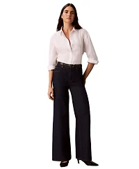 Calvin Klein Women's High-Rise Wide-Leg Flare Jeans