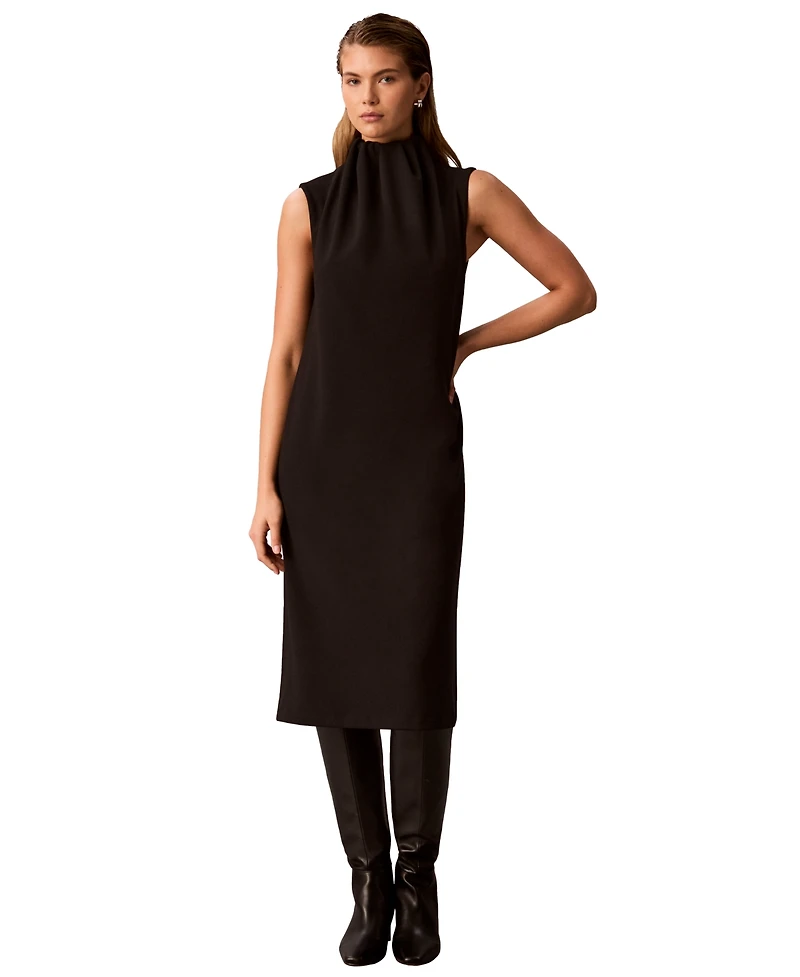 Calvin Klein Women's Mock-Neck Sleeveless Midi Dress