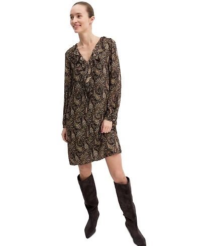 Emme Marella Women's Emmfebe Long-Sleeve Ruffle Paisley-Print Dress