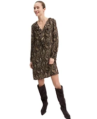 Emme Marella Women's Emmfebe Long-Sleeve Ruffle Paisley-Print Dress