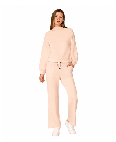 Cable & Gauge Women's Mockneck Modal Top and Wide Leg Pant