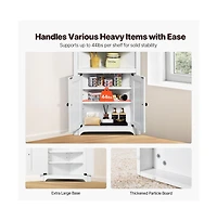 Slickblue 3 Tier Corner Kitchen Cabinet with Wooden Doors and Storage Space
