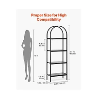 Slickblue Arched Bookshelf with 4 Tiers for Living Room Bedroom Office