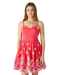 Steve Madden Juniors' Floral-Print Cutout Sweetheart-Neck Dress
