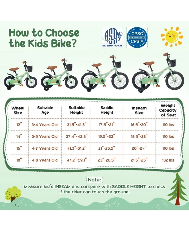 Hongge 14-Inch Adjustable Girls' Bicycle with Training Wheels, 110 lbs Capacity, Ages 3-5