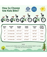 Hongge 14-Inch Adjustable Girls' Bicycle with Training Wheels, 110 lbs Capacity, Ages 3-5