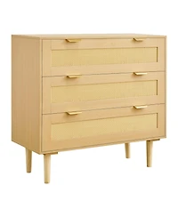 Slickblue 3 Drawer Rattan Dresser with Storage for Bedroom and Hallway