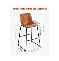 Slickblue Set of 4 26 Inch Pu Leather Counter Height Bar Stools