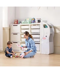 Slickblue Elephant Shape Kids Toy Storage Organizer with 10 Movable Plastic Bins