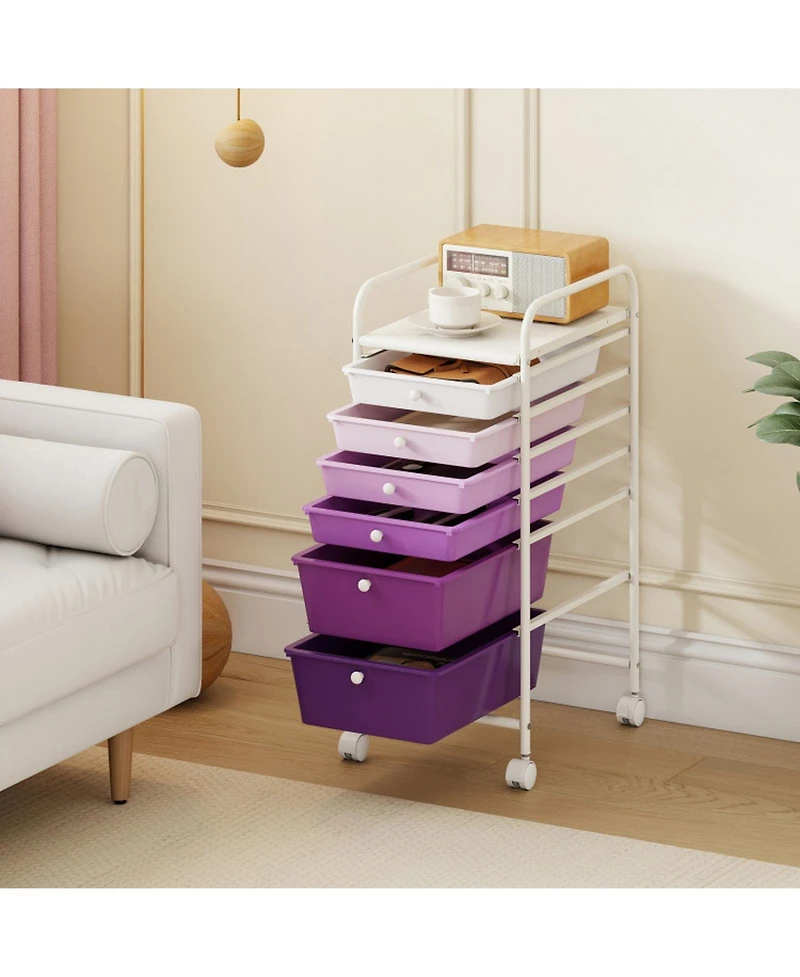 Sugift Multifunctional 6-Drawer Rolling Storage Cart Organizer