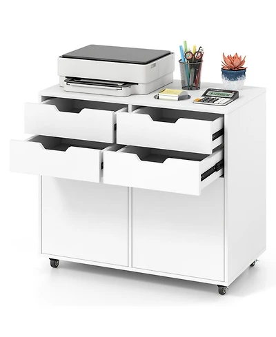Sugift 4 Drawer File Cabinet with Wheels 29in x 16in x 25.5in for Home Office