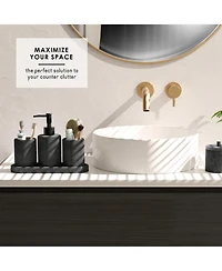 Clara Clark Complete Burlap Texture Polyresin Bathroom Decor and Accessory Set with Shower Curtain