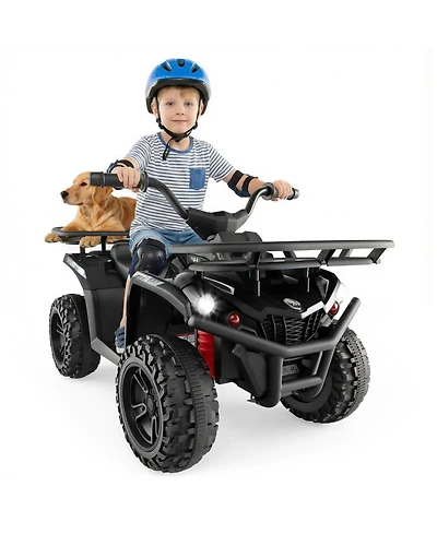 Hongge 24V Kids Electric Ride-On Quad Atv, Dual Motors, Led Headlights & Off-Road, 39.5" x 21" x 22", 66 lbs., Ages 3+