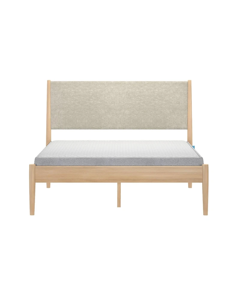 Plank+Beam Harbor Queen Bed with Upholstered Headboard, Swiss Coffee