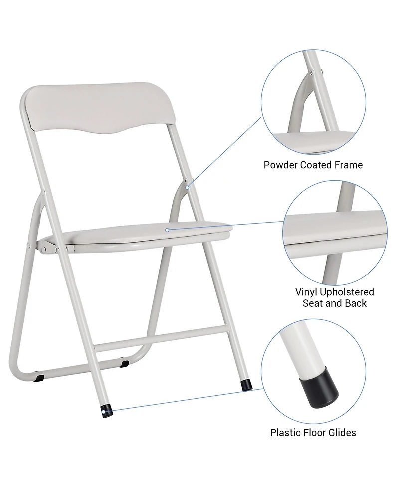 homfan Kids Folding Table and Chair Set, 4 Chairs and 1 Table, Pu Upholstered Seats, Iron Frame, Space Saving Design for Eating, Reading, and Play