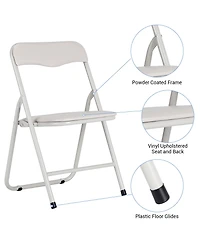 homfan Kids Folding Table and Chair Set, 4 Chairs and 1 Table, Pu Upholstered Seats, Iron Frame, Space Saving Design for Eating, Reading, and Play