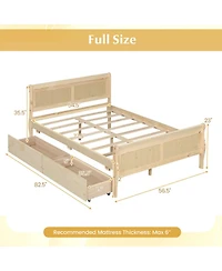 Sugift Full Size Sleigh Bed Frame with 2 Storage Drawers and Footboard for Kids Teens Adults
