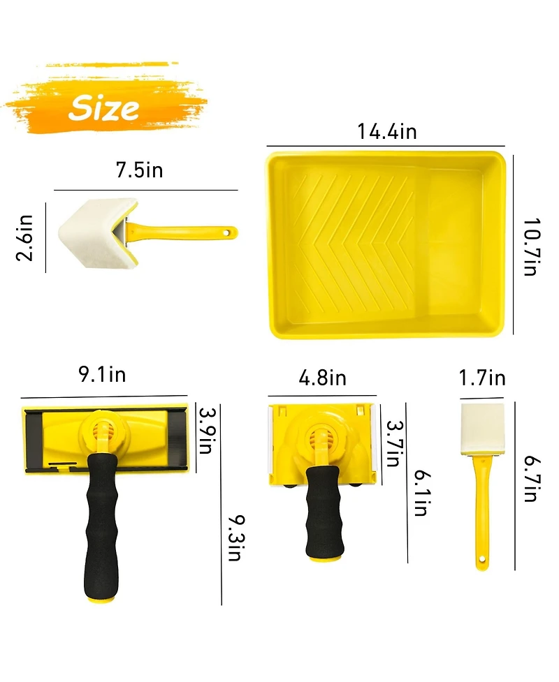 Xdovet Paint Edger Tool Kit 9 Inch Pad Set Trim Touch-up Corner Wall Ceiling 360degree(s) Rotation Handle Trimmer Refill Pads