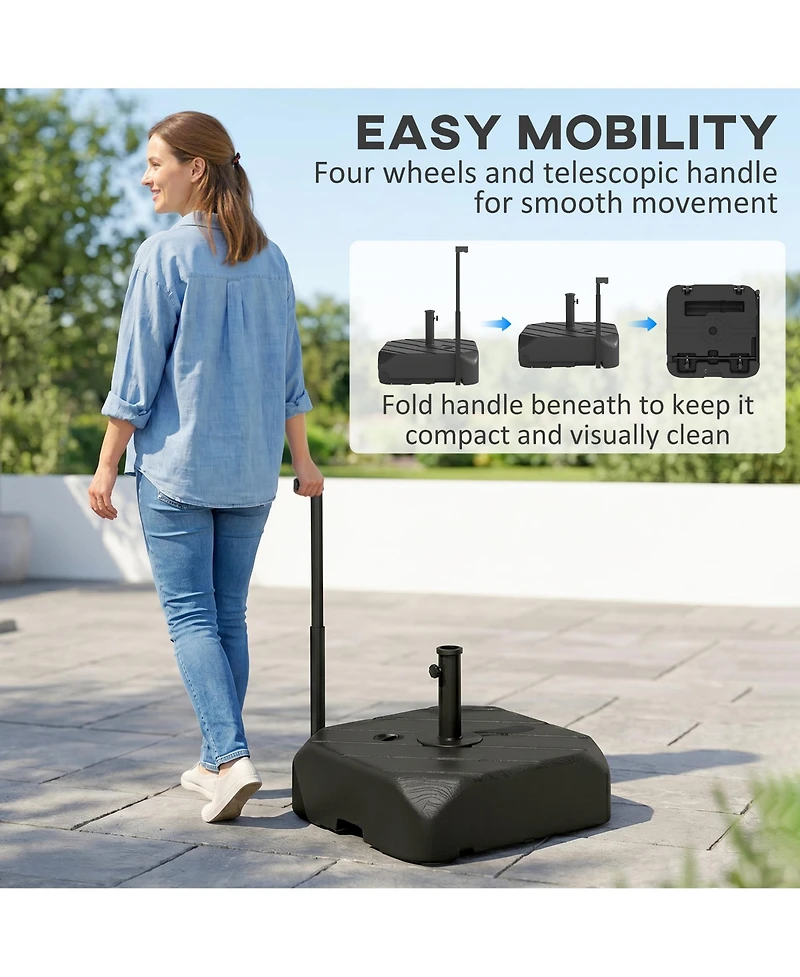 Outsunny Fillable Patio Umbrella Base with Wheels, Telescopic Handle