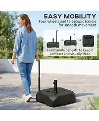 Outsunny Fillable Patio Umbrella Base with Wheels, Telescopic Handle