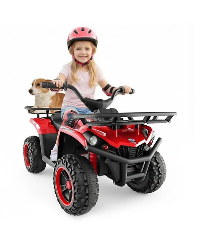 Hongge 24V Electric Ride-On Quad with Led Headlights and Media Console, 66 lb. Capacity, Ages 3+