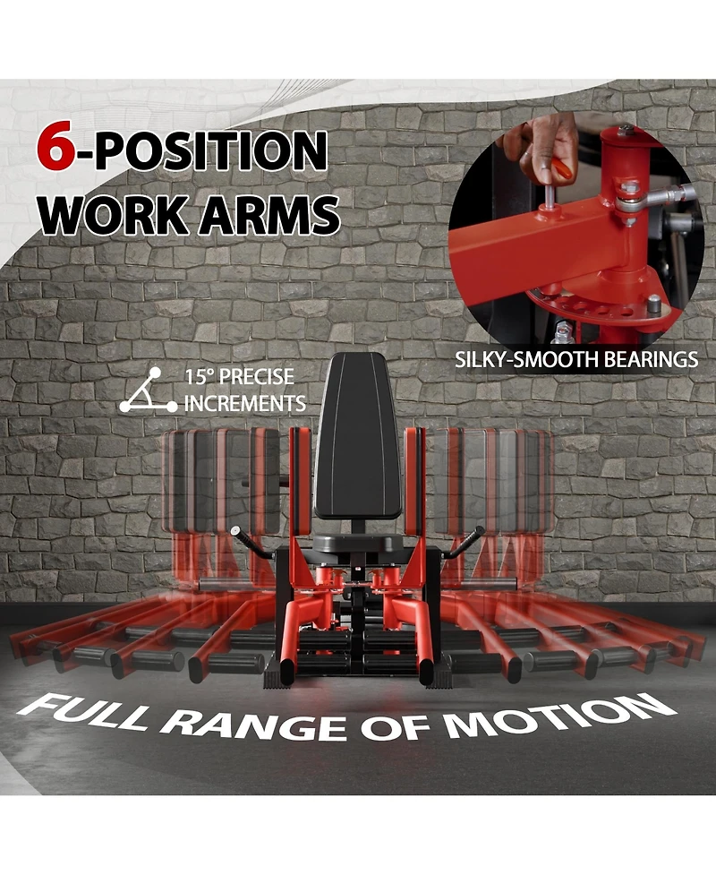 Mikolo Hip Abductor Machine, Abductor Adductor Machine Plate-Loaded, Inner and Outer Thigh Machine with 6 Levels Gear System, Glute Machines Home Gym