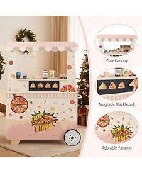 Sugift Pizza Food Truck Double-Sided Wooden 40-Piece Playset, Ages 3-6