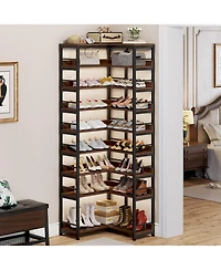 Tribesigns 9 Tiers Corner Shoe Rack, Tall Vertical Shoe Rack Organizer, Free Standing Large Shoe Storage Shelf