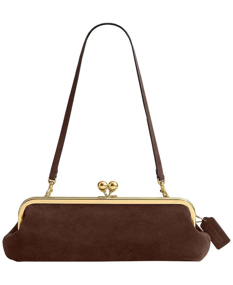 Coach Kiss-Lock Small Suede Frame Handbag 30