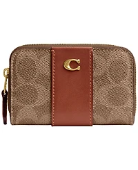 Coach Signature Leather Essential Small Zip Around Card Case