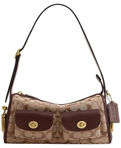 Coach Originals Signature Jacquard Small Turn-Lock Haversack Handbag 27