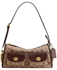 Coach Originals Signature Jacquard Small Turn-Lock Haversack Handbag 27