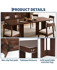 homfan 78'' Large Rectangular Dining Table for 6-8 People, Double Pedestal Base Kitchen Easy-Clean Top Multi-Purpose Indoor Use