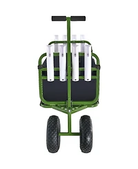 Mountaintop Beach Fishing Cart,300 lbs Steel Trolley,11" Balloon Tires,8 Rod Holders, Foldable Cart for Pier, Picnic and Fishing