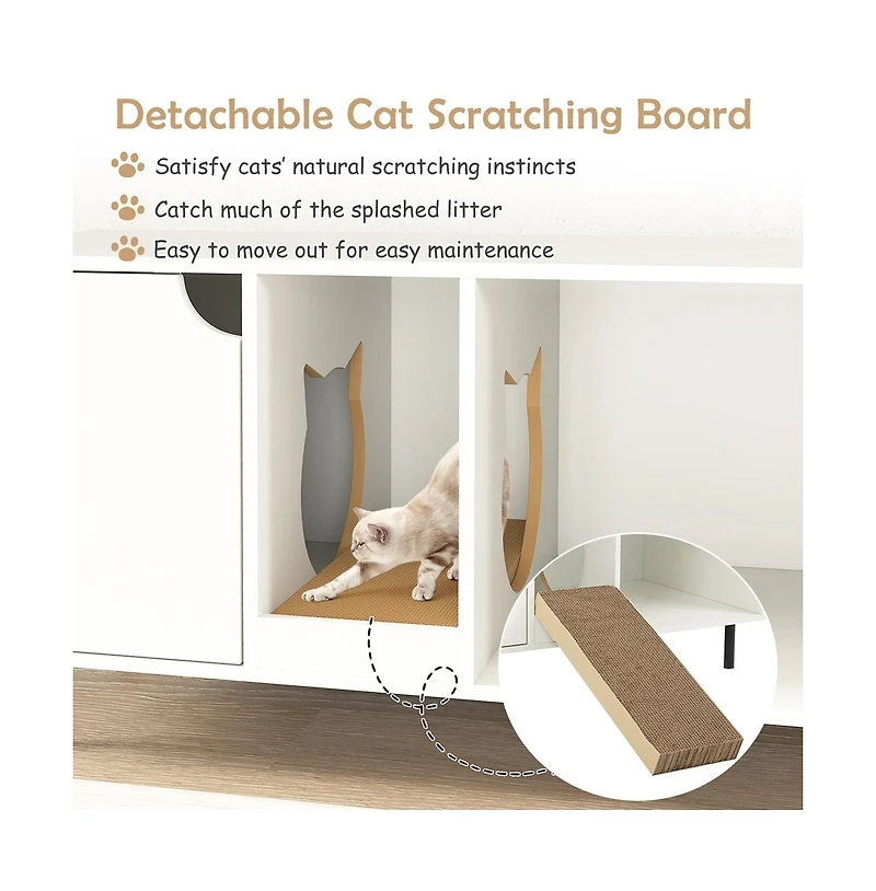 Ruie 40 in Double Cat Litter Box Enclosure Hidden Cat Washroom Bench for 2 Cats