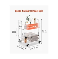 Slickblue 2 Tier Acrylic Rolling Cart Table with Wheels, Clear Storage Side Desk