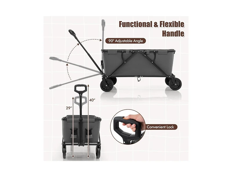 Mountaintop Collapsible Folding Wagon Cart with Adjustable Handlebar