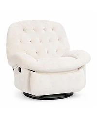 homfan 360 Degree Swivel Rocking Recliner Chair, Chenille Upholstered Lounge Chair with Retractable Footrest and Side Storage Pockets for Living Room