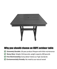 Innovaze 5-Piece Hdpe Weather Resistant Patio Dining Set, Poly Lumber Table and Chairs with Umbrella Hole for Outdoor Garden Yard Lawn (Slat)