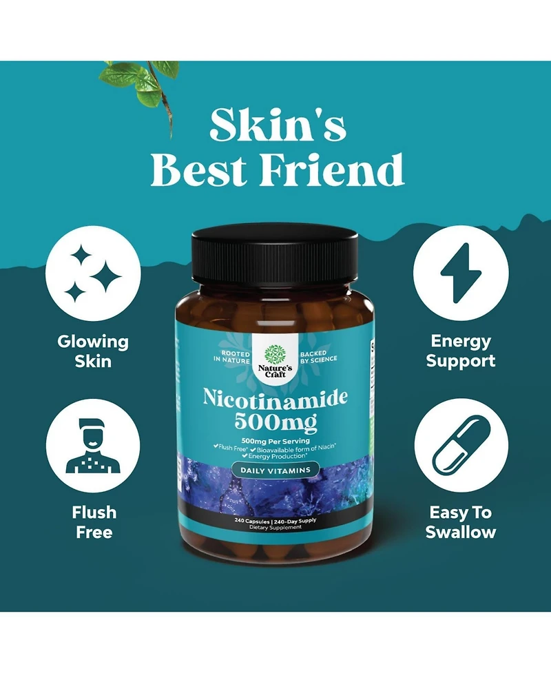 Nature's Craft Vitamin B3 Niacinamide 500milligram Capsules