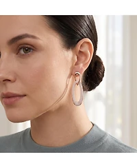18k Rose Gold Plated with Cubic Zirconia Raindrop Dangle Earrings in Sterling Silver